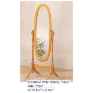  Bevelled Oval Cheval Mirror In Oak Finish