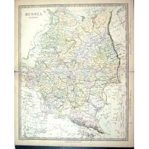   Map 1880 Russia Europe Kherson Astrakhan Poltava