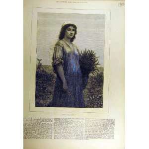 1877 Ruth Landelle Lady Woman Girl Country Print 