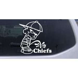 Pee On Chiefs Car Window Wall Laptop Decal Sticker    White 24in X 23 
