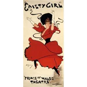  A GAIETY GIRL PRINCE OF WALES THEATRE RED DRESS 18 X 36 