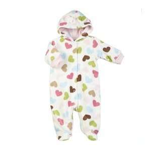 Carters Baby Girls One piece L/S Polyester Microfleece White Hearts 