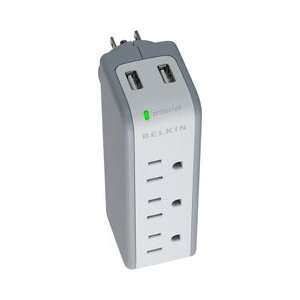  Belkin MINI SURGE 3OUT WALL MOUNT W/USB CHARGER RETAIL PA 