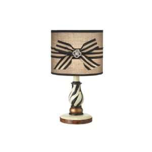 Handpainted Zebra Stripe Minilamp With Ribbon&Jewel Trim Fabric Barrel 