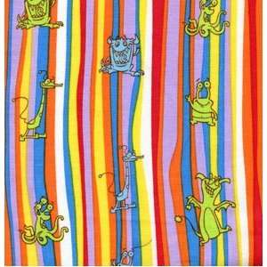  Quilting Fabric Boogie Monster Yellow Monster Stripe Arts 