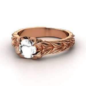  Rose and Thorn Ring, Round Rock Crystal 14K Rose Gold Ring 