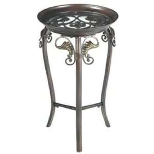  Round Glass Top Scroll Accent Table