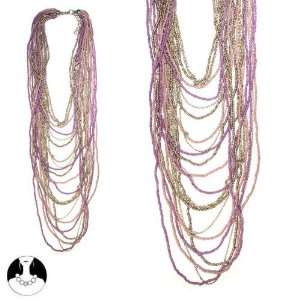 sg paris women necklace necklace 48/94 cm+ext 21 rows peach and ivory 