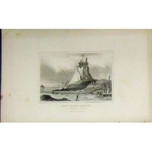   Antique Print C1850 Holy Island Castle Northumberland
