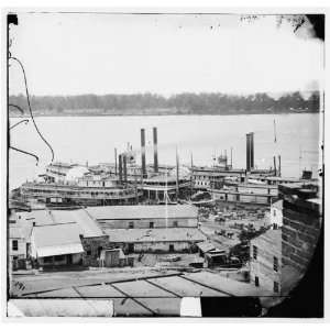 Civil War Reprint Vicksburg, Miss. Levee and steamboats  