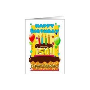  birthday cake with candles   happy 50th birthday Card 