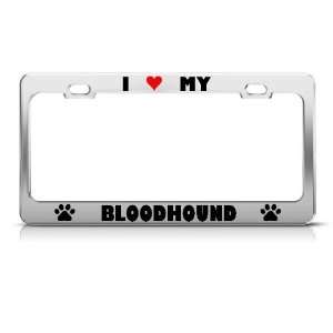 Bloodhound Paw Love Heart Pet Dog Metal license plate frame Tag Holder