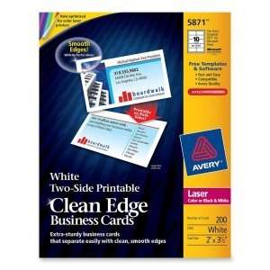  Avery Clean Edge Business Card. 200 CARDS CLEANEDGE WHITE 