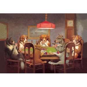  Passing the Ace Under the Table (Dog Poker) 28x42 Giclee 