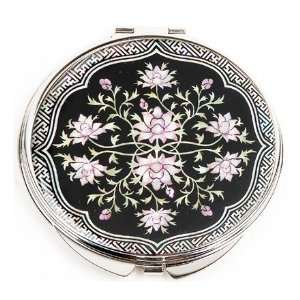  Silver J Hand mirror with mother of pearl, compact type 