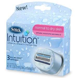 Schick Intuition All In One Cartridges, 3 Pack, Normal to Dry Skin