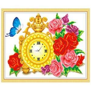    Bloom of Love clock Cross stitch Kit Arts, Crafts & Sewing