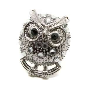  Bejeweled Owl Ring, Silver Jewelry