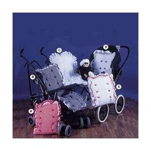  Gingham and Eyelet Carriage Liner   Color Eyelet w/ Red 