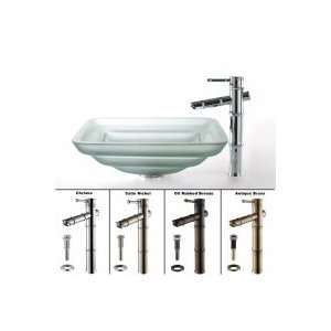 Kraus Kraus Frosted Oceania Glass Vessel Sink and Bamboo Faucet C GVS 