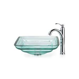 Kraus Kraus Clear Oceania Glass Vessel Sink and Riviera Faucet C GVS 