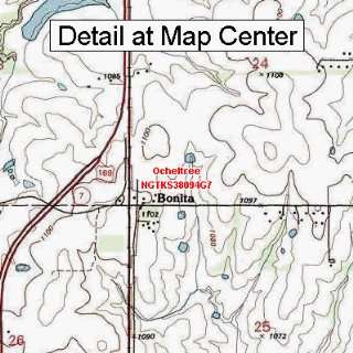   Topographic Quadrangle Map   Ocheltree, Kansas (Folded/Waterproof