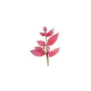  25 Hot Pink Mica Glitter & Sequin Laurel Leaf Christmas 