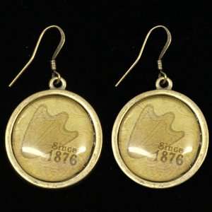 NCAA Oregon Ducks Ladies Vintage Antique Brass Earrings  