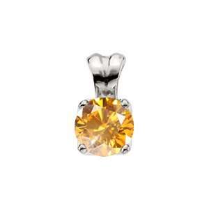   Yellow Gold Pendant with Orange Yellow Diamond 1/4 carat Brilliant cut