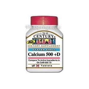  Calcium 500 + D Oyster Shell 90 Tablets, 21st Century 