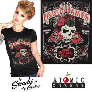 Steady Clothing Disaster Dames T Shirt Rockabilly Punk Tattoo Pin Up 