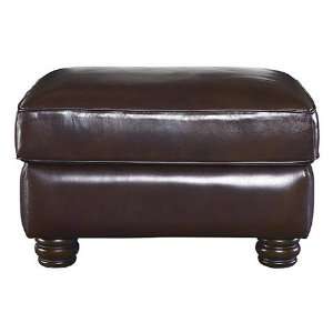    Rich Leather Ottoman in Vintage Finish with Legs Furniture & Decor