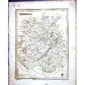   Antique Map C1850 Shropshire England Shrewsbury Ludlow