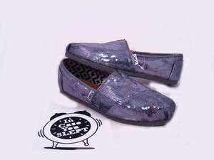 Womens Toms Classics Pewter Sequins Slipon Shiny Sparkle One For One 