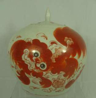 Antique 19c Chinese Porcelain FOO DOG Jar / Vase  