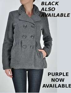   FLEECE DOUBLE BREASTED PEACOAT fitted jacket LUXURIOUSLY SOFT S M L