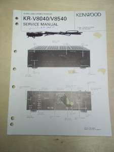 Vtg Kenwood Service/Repair Manual~KR V8040/V8540 Receiver~Original 