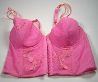 Victorias Secret Bustier Corset Pink Embroidered Butterflies 36C NWOT 
