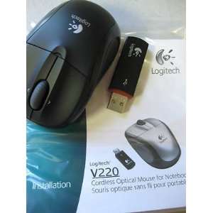 Logitech V220 Cordless Optical Mouse Jet Black 910 000553 
