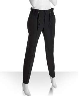 Gucci black stretch wool pleated tapered pants