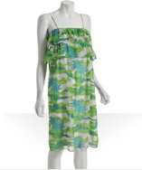 style #303752001 green lily pad chiffon tiered ruffle dress