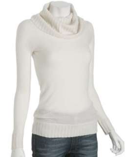 Design History wool white cashmere rib cowlneck sweater   up 