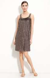 St. John Collection Flared Silk Dress with Sequin Trim Was $1,695.00 
