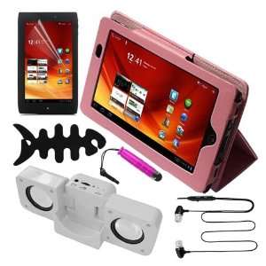   pink + Earphone w/mic with Fishone Holder for Acer ICONIA TAB A100