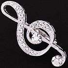 P20A Happy Music Note Treble Clef Crystal Pin Brooch