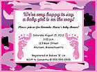 Girl Pink Feet Camouflage Baby Shower Invitations Personalized