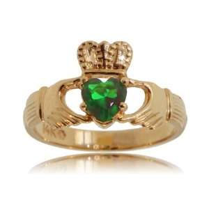  Emerald Heart Claddagh Ring 14K Gold Ladies Band New 
