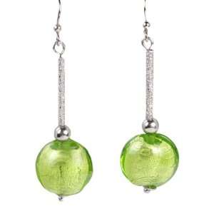   Silver Foil Murano Glass Bead Earrings   Serena Green/Silver Jewelry