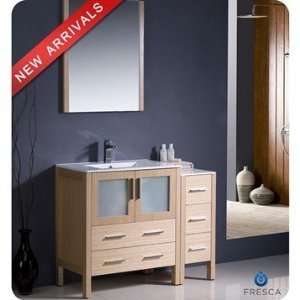  Torino 42 Inch Light Oak Modern Bathroom Vanity with Side Cabinet 