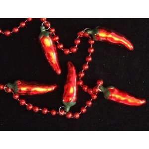  5 Red Hot Metallic Chili Peppers Necklace New Orleans 